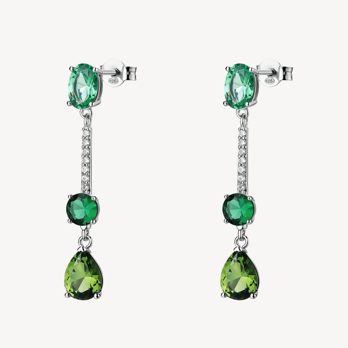 Orecchini Pendenti Brosway Fancy Life Green Argento Cubic Zirconia Bianchi/Verdi