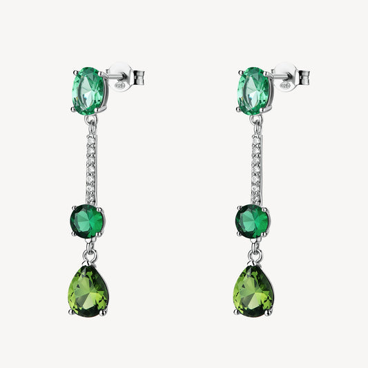 Orecchini Pendenti Brosway Fancy Life Green Argento Cubic Zirconia Bianchi/Verdi