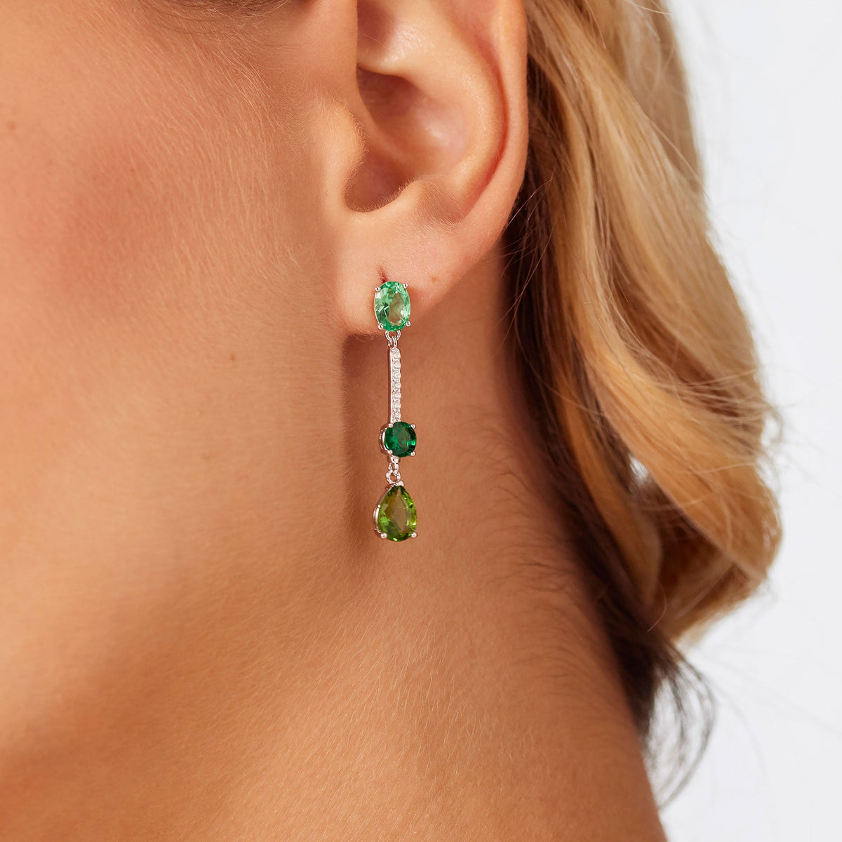 Orecchini Pendenti Brosway Fancy Life Green Argento Cubic Zirconia Bianchi/Verdi