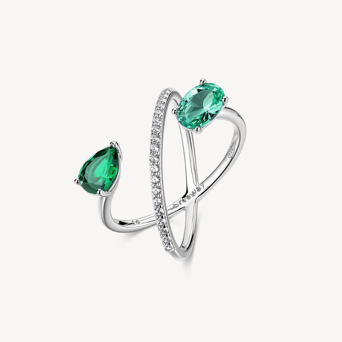 Anello Intrecciato Brosway Fancy Argento Cubic Zirconia Bianco Verde - Misura 12