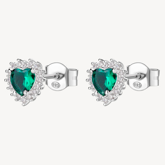 Orecchini a Lobo Brosway Fancy Argento Kate Cuore Cubic Zirconia Verde Contornato