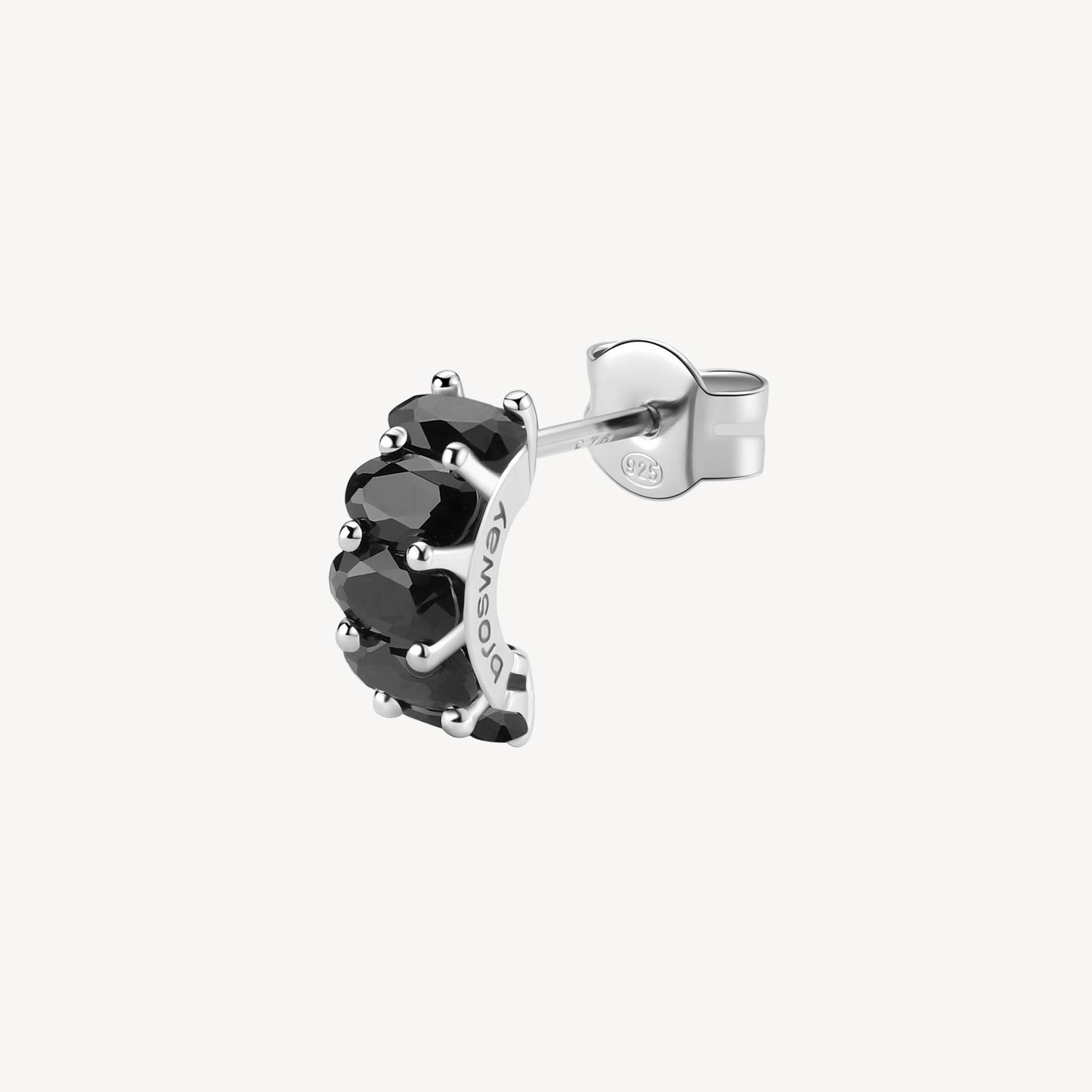 Monorecchino Brosway Mystery Black Avvolgilobo Argento Zirconi Neri