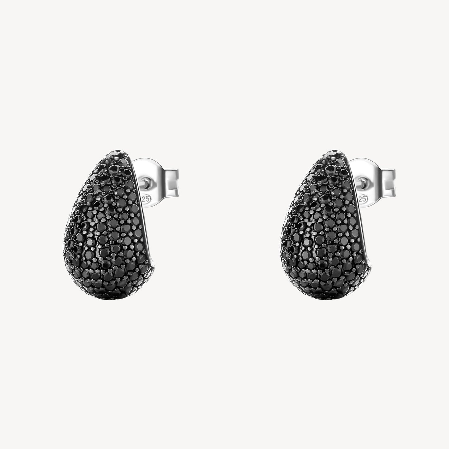 Orecchini Brosway Fancy Lobo In Argento Pvd Rutenio Pavè Di Cubic Zirconia Neri
