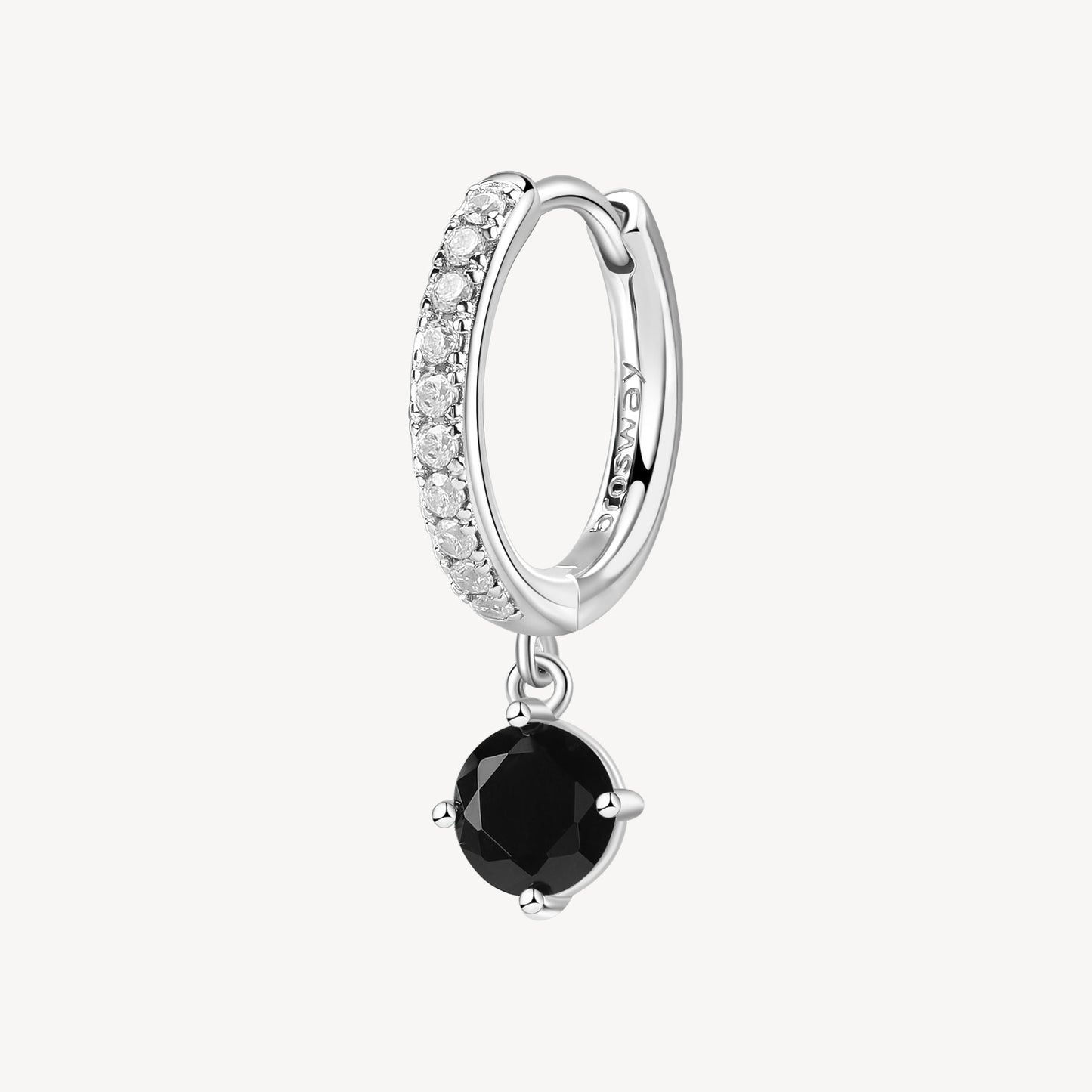 Monorecchino Brosway Mystery Black In Argento Con Zirconi E Pendente Nero