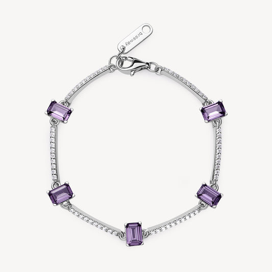 Bracciale a Bacchette Brosway Magic Purple Argento Zirconi Alternati Viola e Bianchi