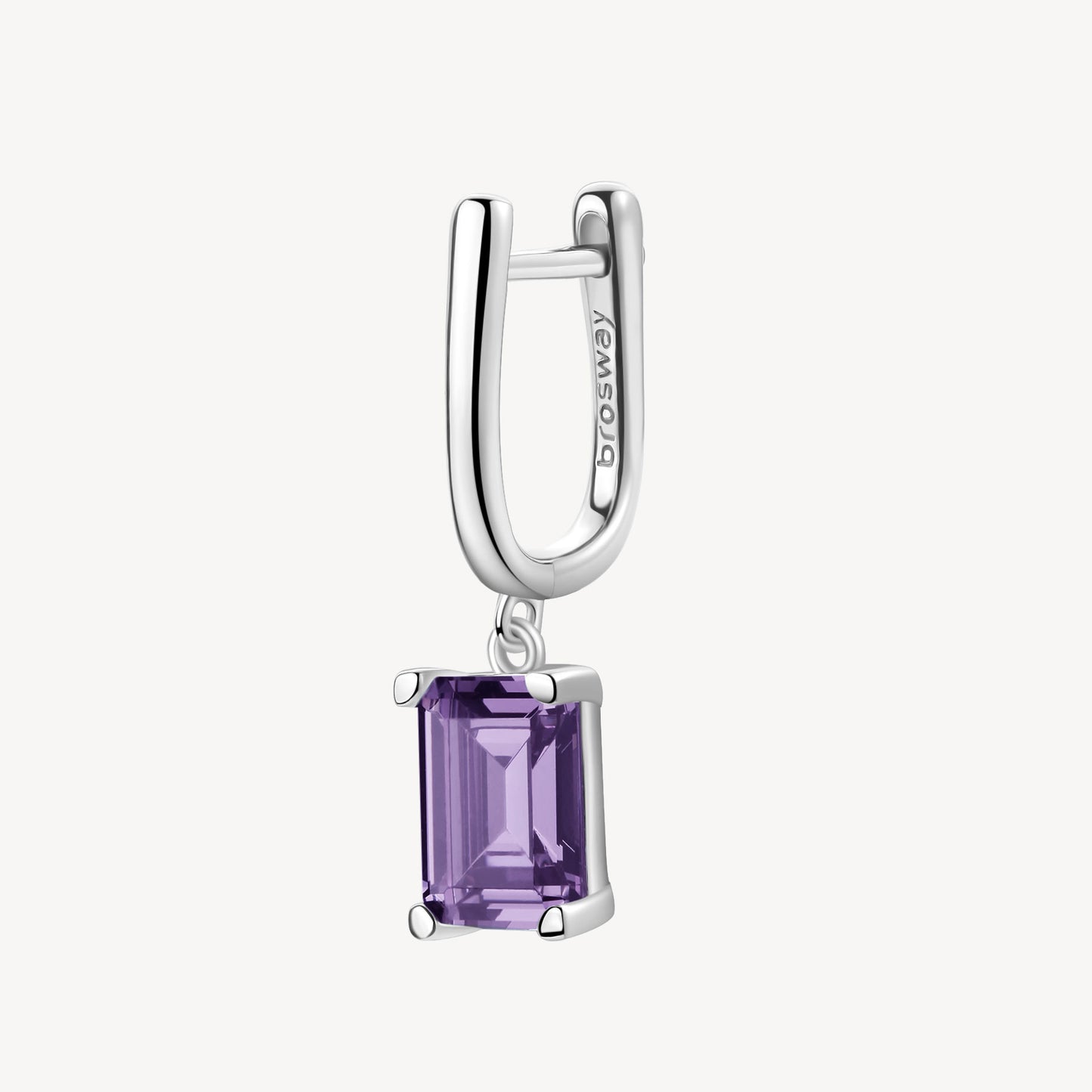 Monorecchino Brosway Magic Purple In Argento Con Pendente Zircone Viola