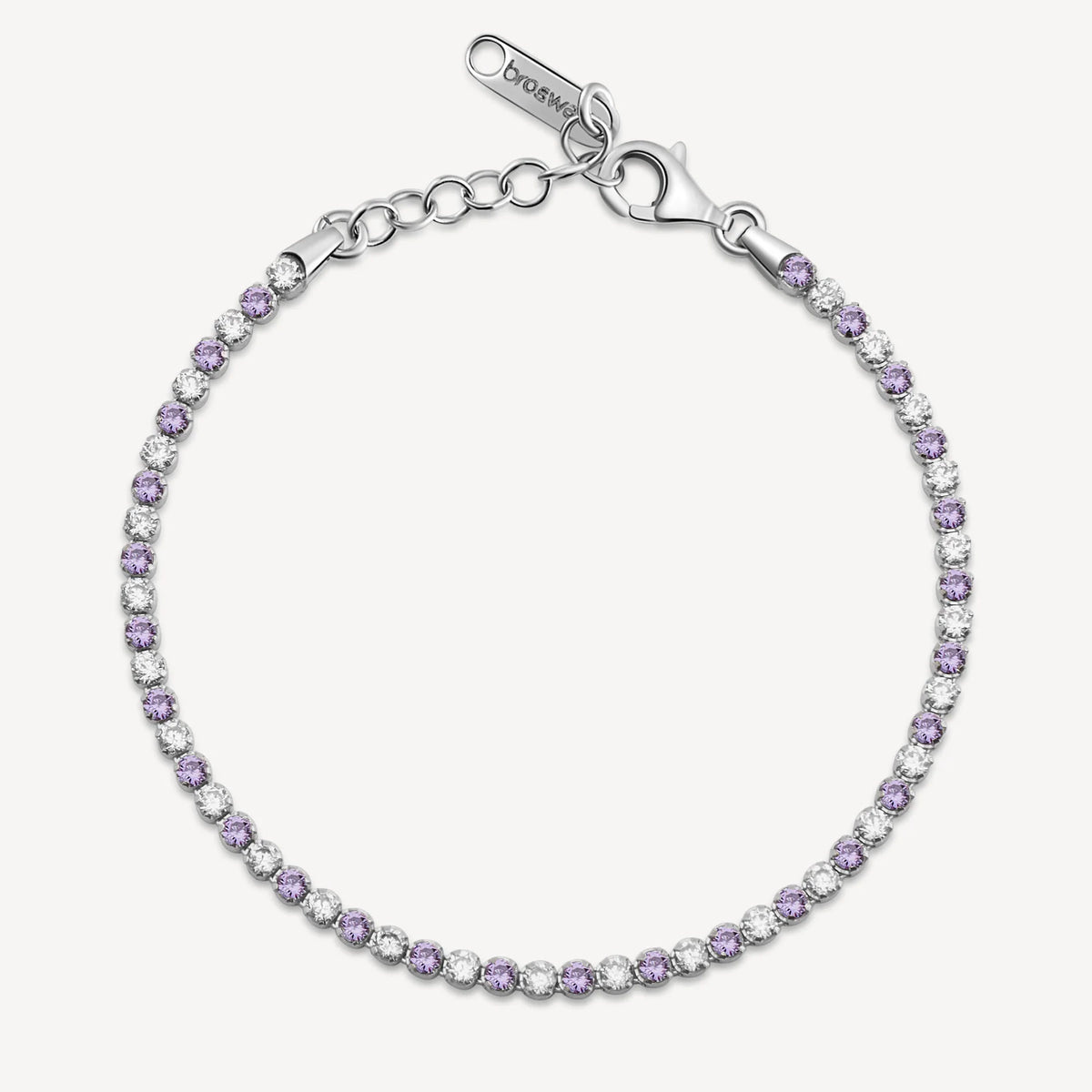 Bracciale Tennis Brosway Fancy Magic Purple Argento Con Cubik Zirconia Alternati Bianchi E Amethyst - Misura 18