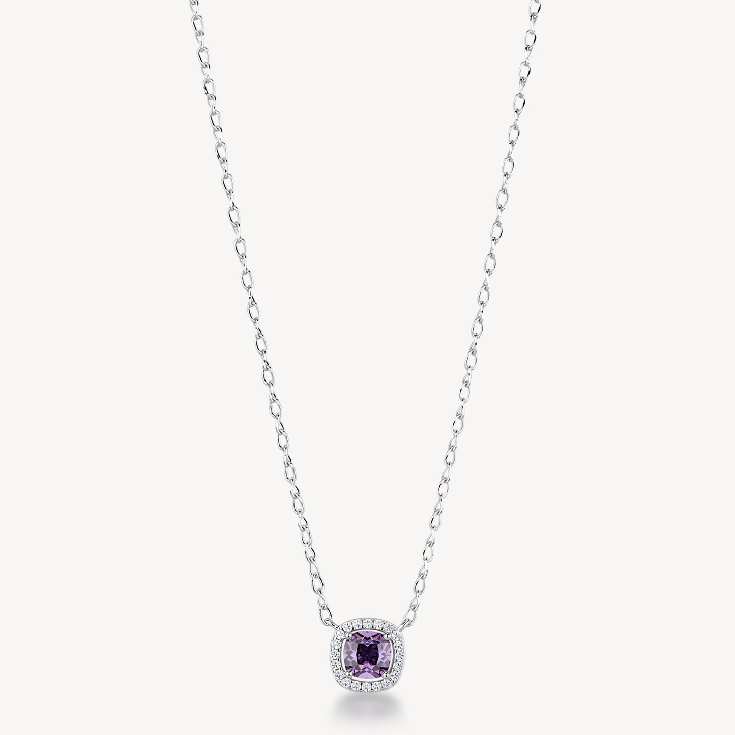 Collana Brosway Fancy Argento Centrale Cubic Zirconia Quadrato Amethyst Contornato