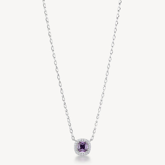 Collana Brosway Fancy Argento Centrale Cubic Zirconia Quadrato Amethyst Contornato