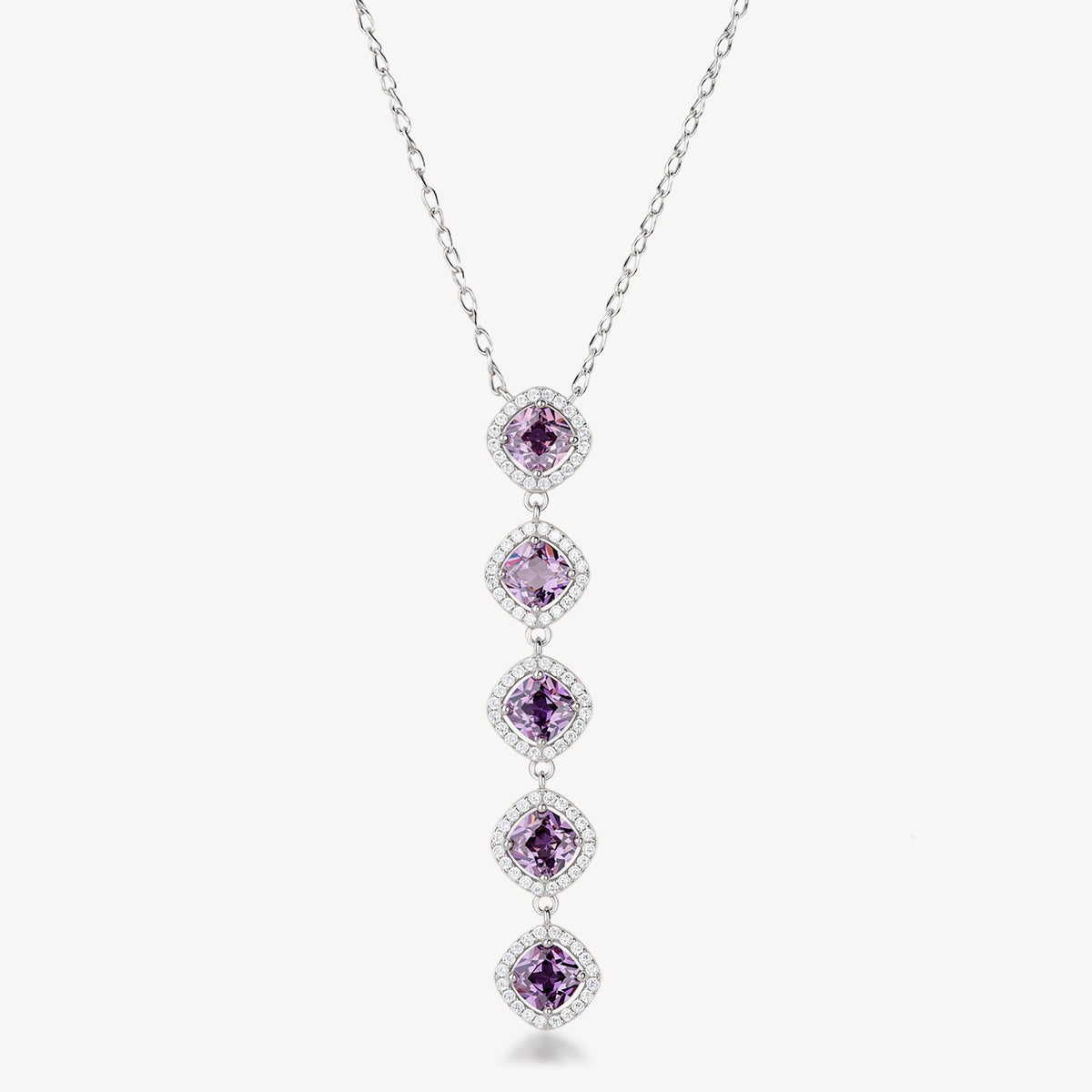 Collana Brosway Fancy Magic Purple Argento Pendente Lungo Cubic Zirconia Viola Contornati