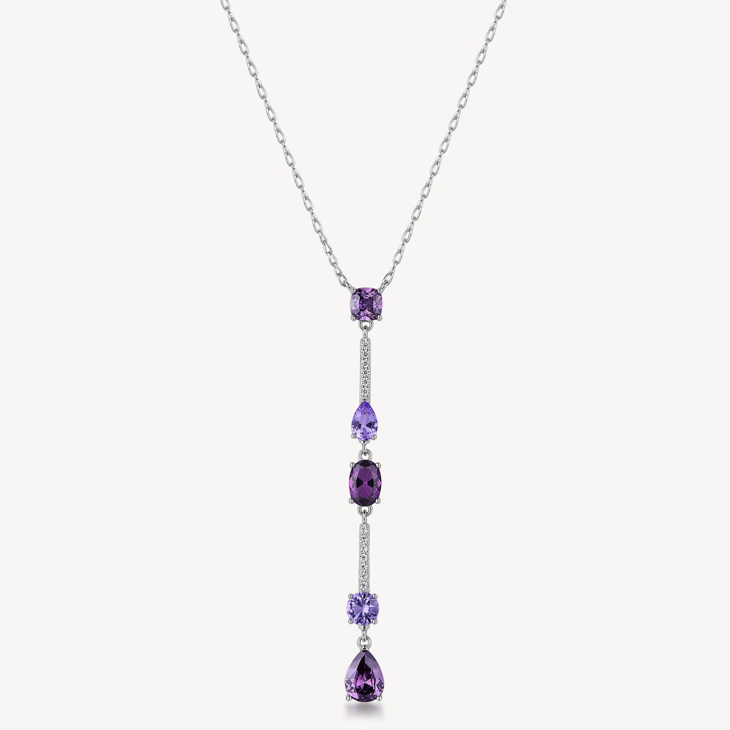 Collana Pendente Lungo Brosway Fancy Argento Cubic Zirconia Amethyst Chiari E Scuri