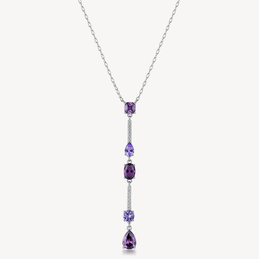 Collana Pendente Lungo Brosway Fancy Argento Cubic Zirconia Amethyst Chiari E Scuri