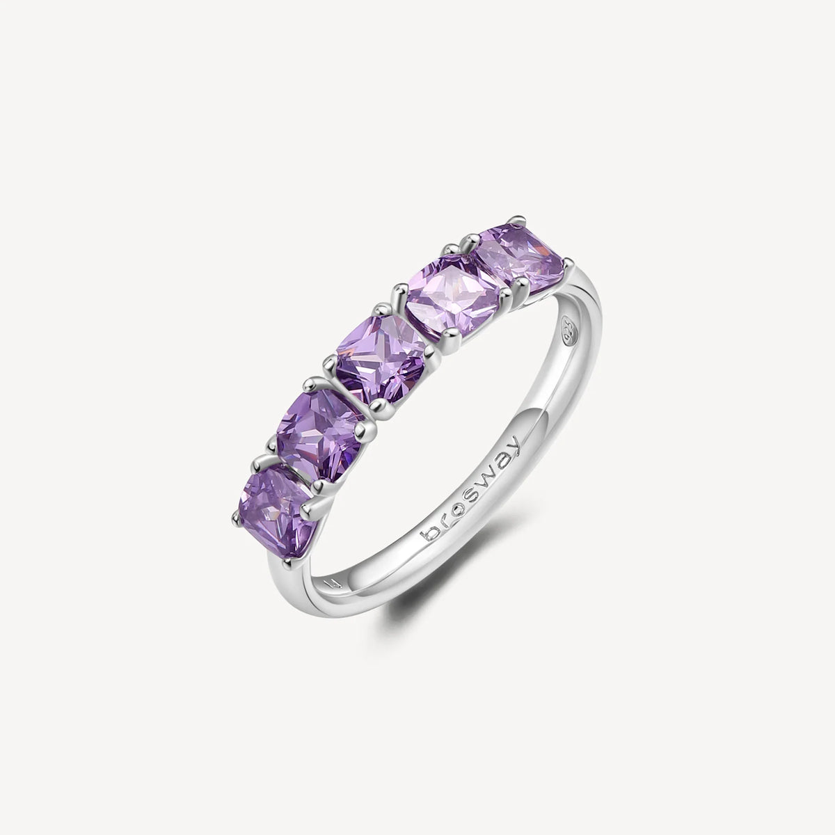 Anello Veretta A 5 Brosway Magic Purple Argento Con Zirconi Viola Quadrati - Misura 12