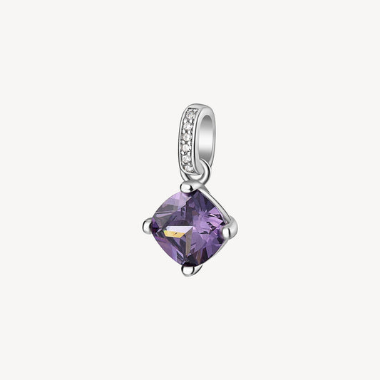 Ciondolo Brosway Magic Purple Argento Cubic Zirconia Quadrato Viola Conromaglia Zirconi Bianchi