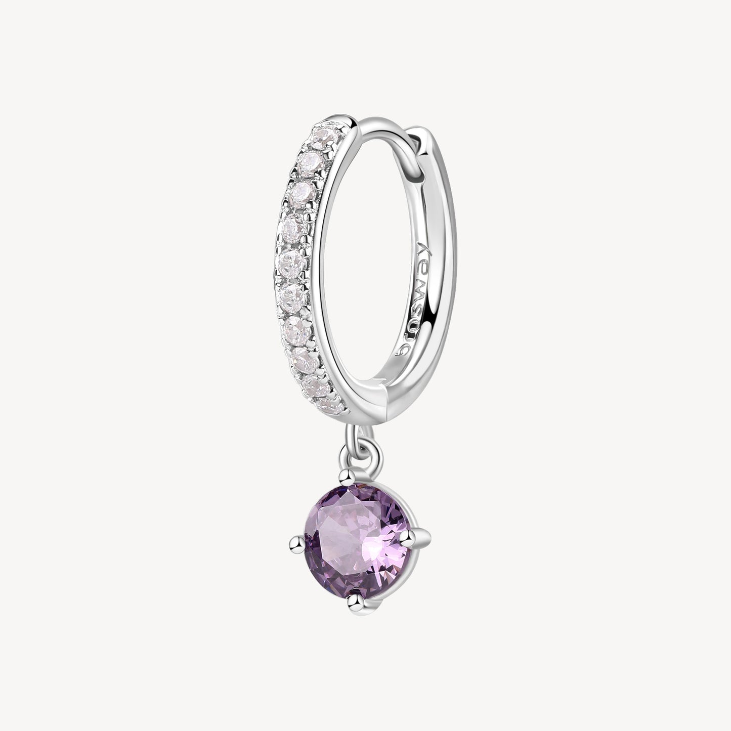 Monorecchino Boccola Brosway Magic Purple Argento Zirconi Pendente Viola