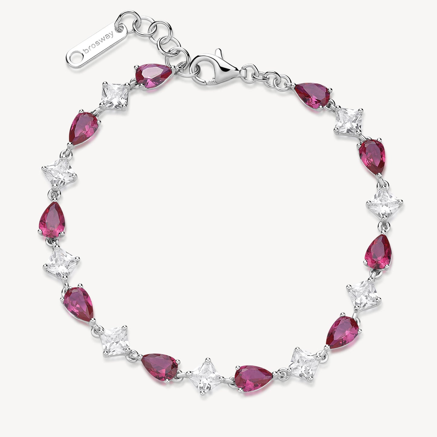 Bracciale Brosway Fancy Argento Cubic Zirconia Rossi Alternati