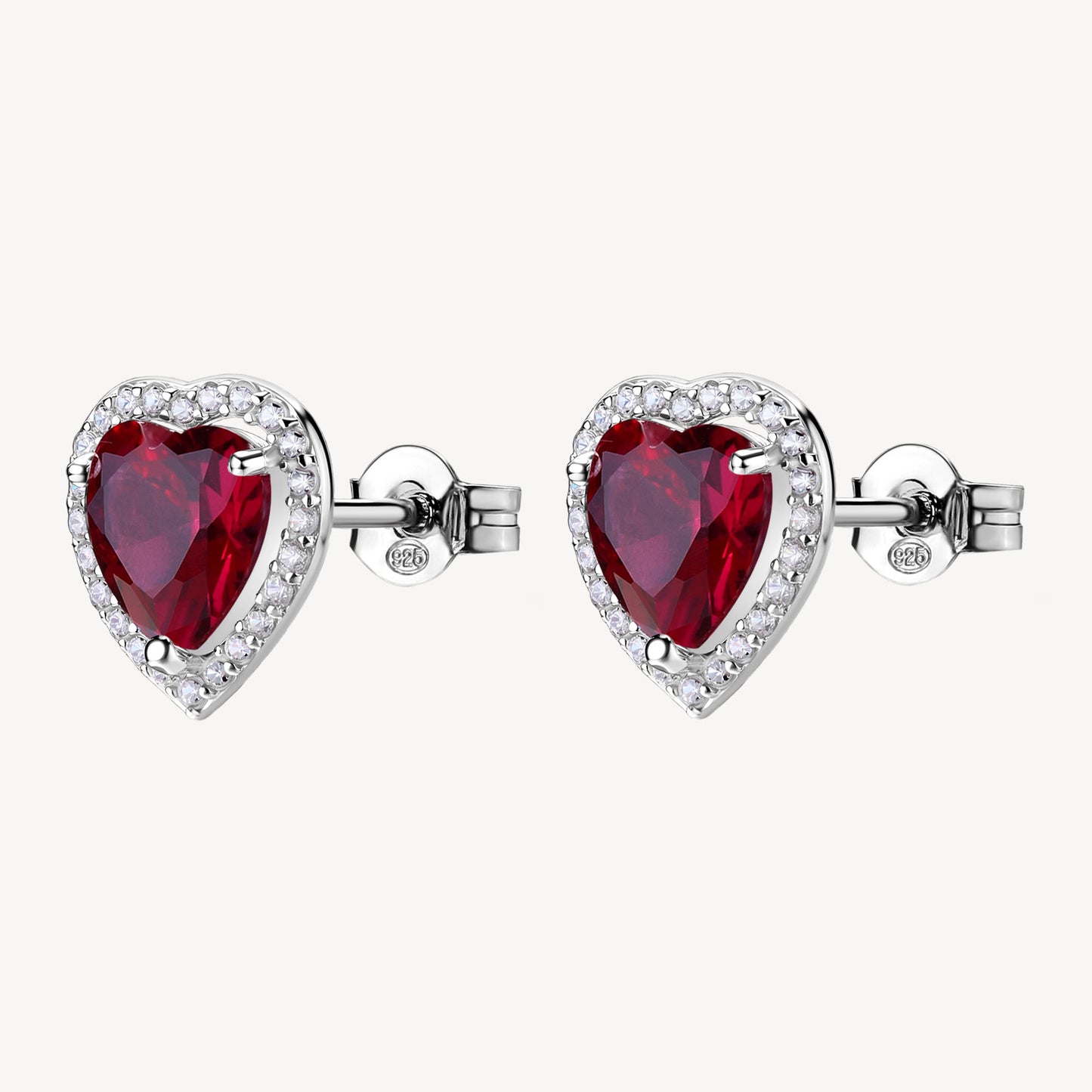 Orecchini a Lobo Brosway Fancy Passion Ruby Argento Cuore Cubic Zirconia Rosso Contornato