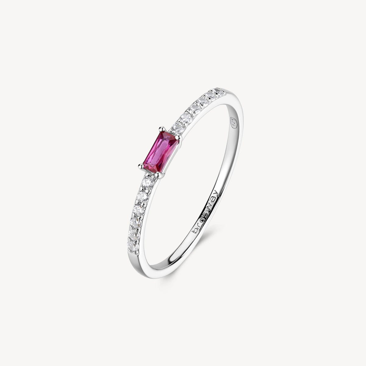 Anello Brosway Fancy Passion Ruby Argento Cubic Zirconia Baguette Rossa Contornata - Misura 14