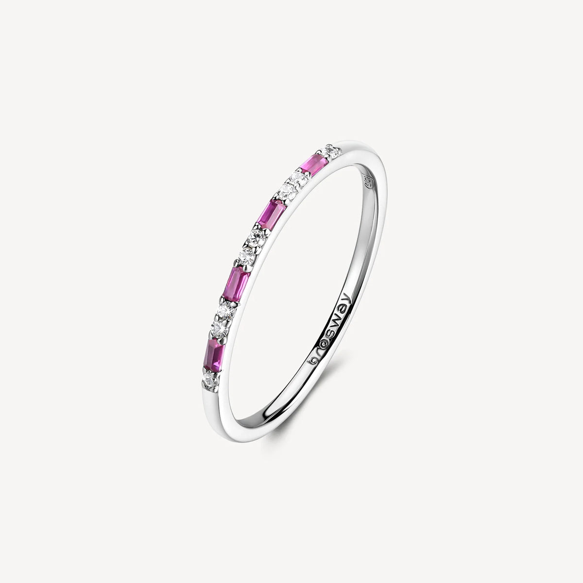 Anello Veretta Brosway Fancy Passion Ruby Argento Con Cubic Zirconia Alternati A Baguette Rossi - Misura 16