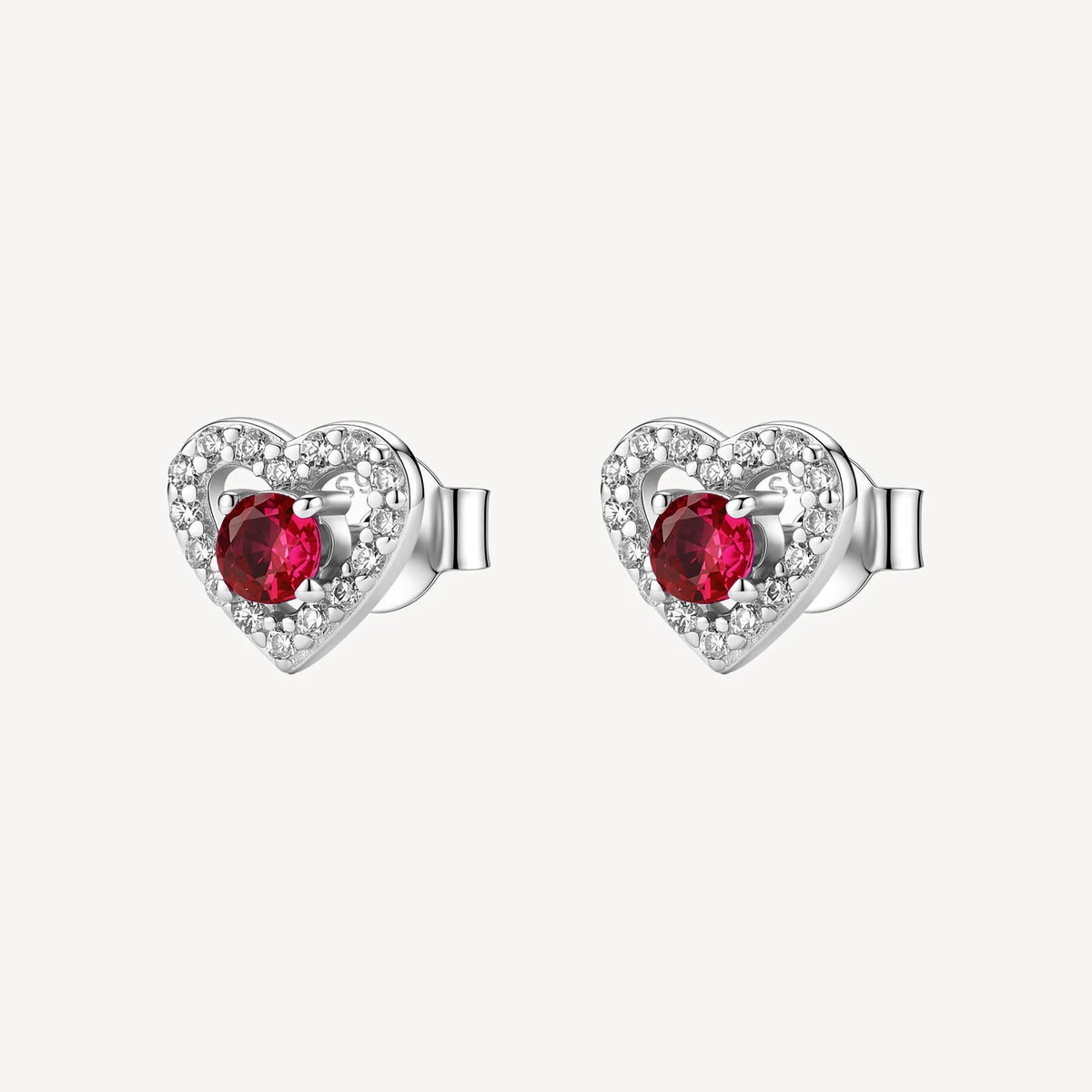 Orecchini Lobo Brosway Fancy Passion Ruby Argento Cuore Con Cubic Zirconia Bianchi E Centrale Ruby