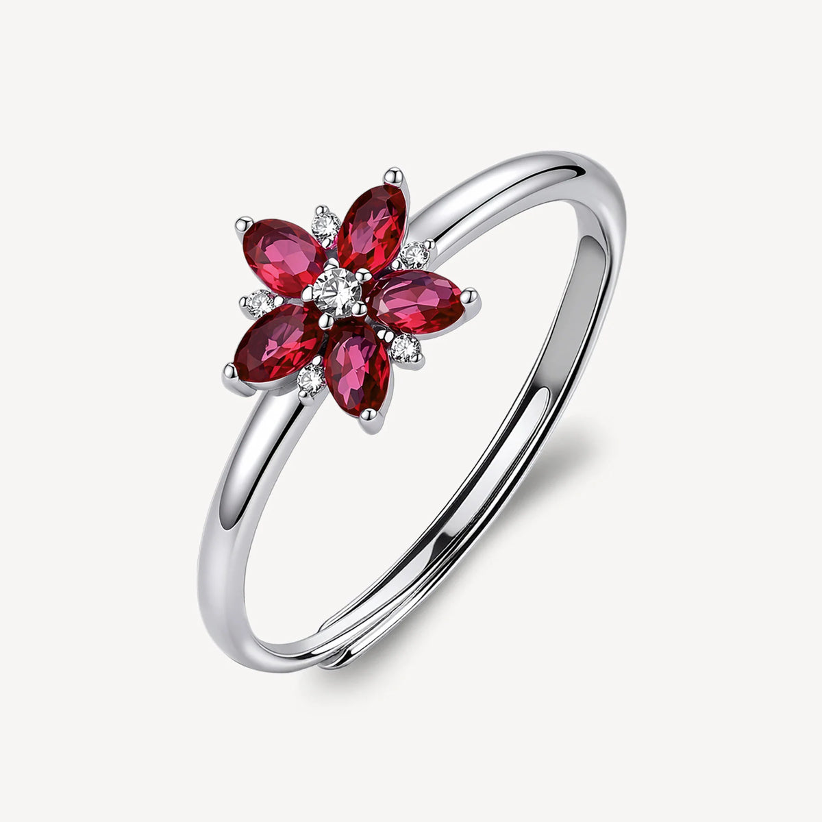 Anello Regolabile Brosway Fancy Passion Ruby Argento Fiore Con Cubic Zirconia Bianchi/Ruby