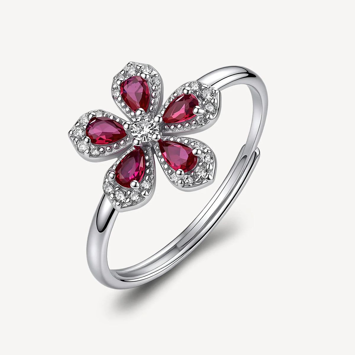 Anello Regolabile Brosway Fancy Passion Ruby Argento Fiore Con Cubic Zirconia Ruby/Bianchi - Misura 12/18