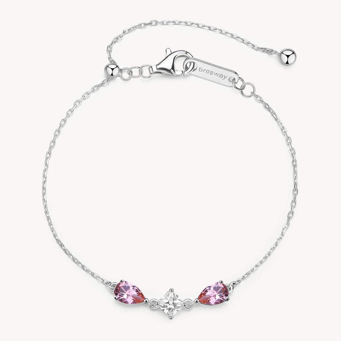 Bracciale Brosway Fancy Argento Maglia Catena Centrale Cubic Zirconia Bianco Rose