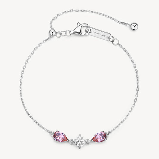 Bracciale Brosway Fancy Argento Maglia Catena Centrale Cubic Zirconia Bianco Rose