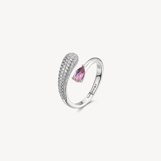 Anello Brosway Fancy Contrariè Argento Pavè Cubic Zirconia Vintage Rose - Misura 16
