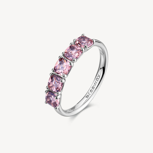 Anello Brosway Fancy Veretta a 5 Argento Cubic Zirconia Quadrati Vintage Rose - Misura 16
