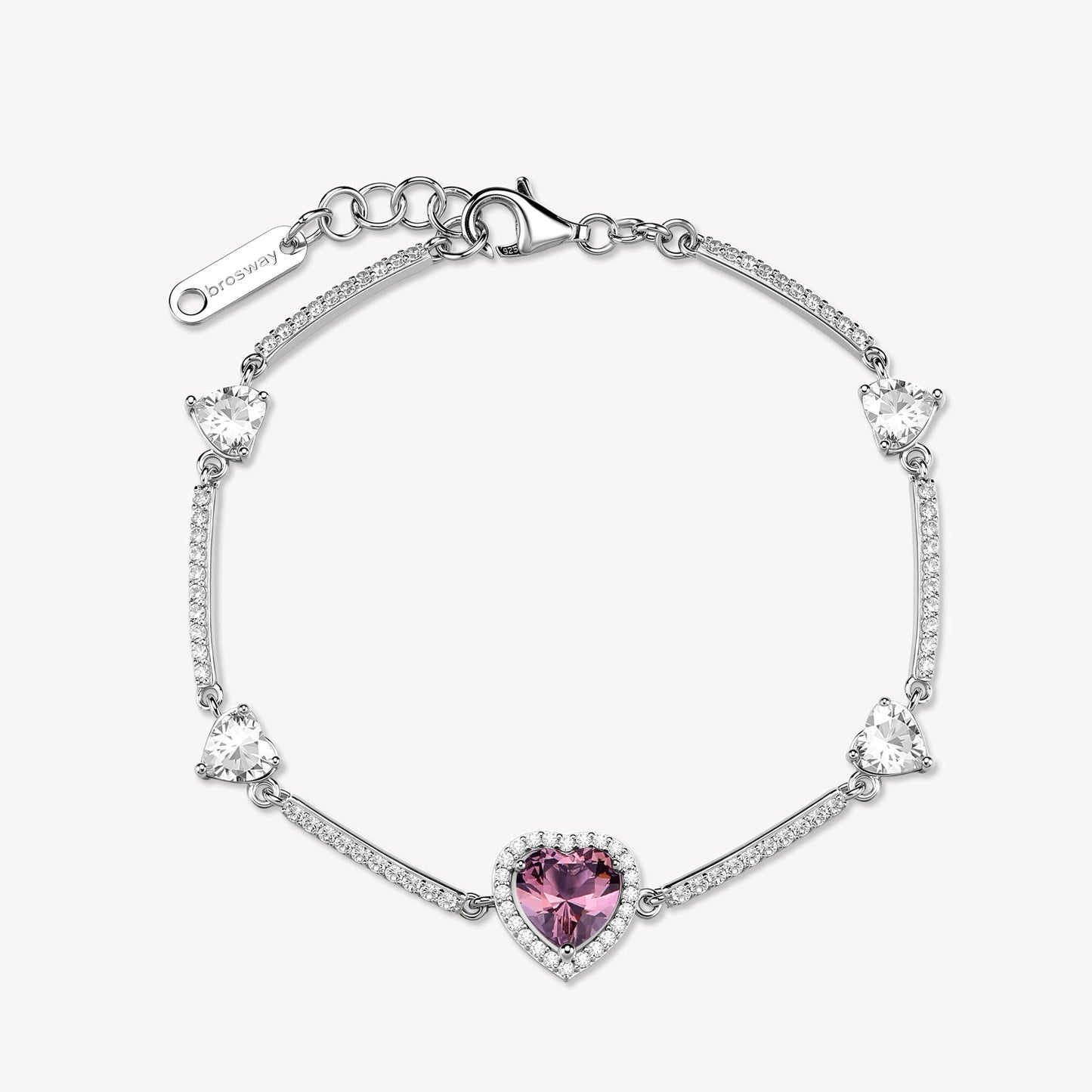 Bracciale Semirigido Brosway Fancy Argento Cubic Zirconia Cuore Rose