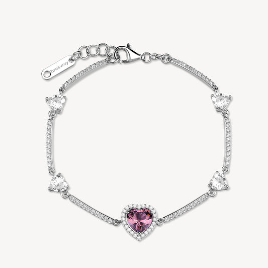 Bracciale Semirigido Brosway Fancy Argento Cubic Zirconia Cuore Rose