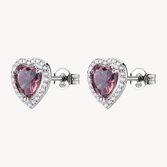 Orecchini a Lobo Brosway Fancy Argento Cuore Cubic Zirconia Vintage Rose Contornato