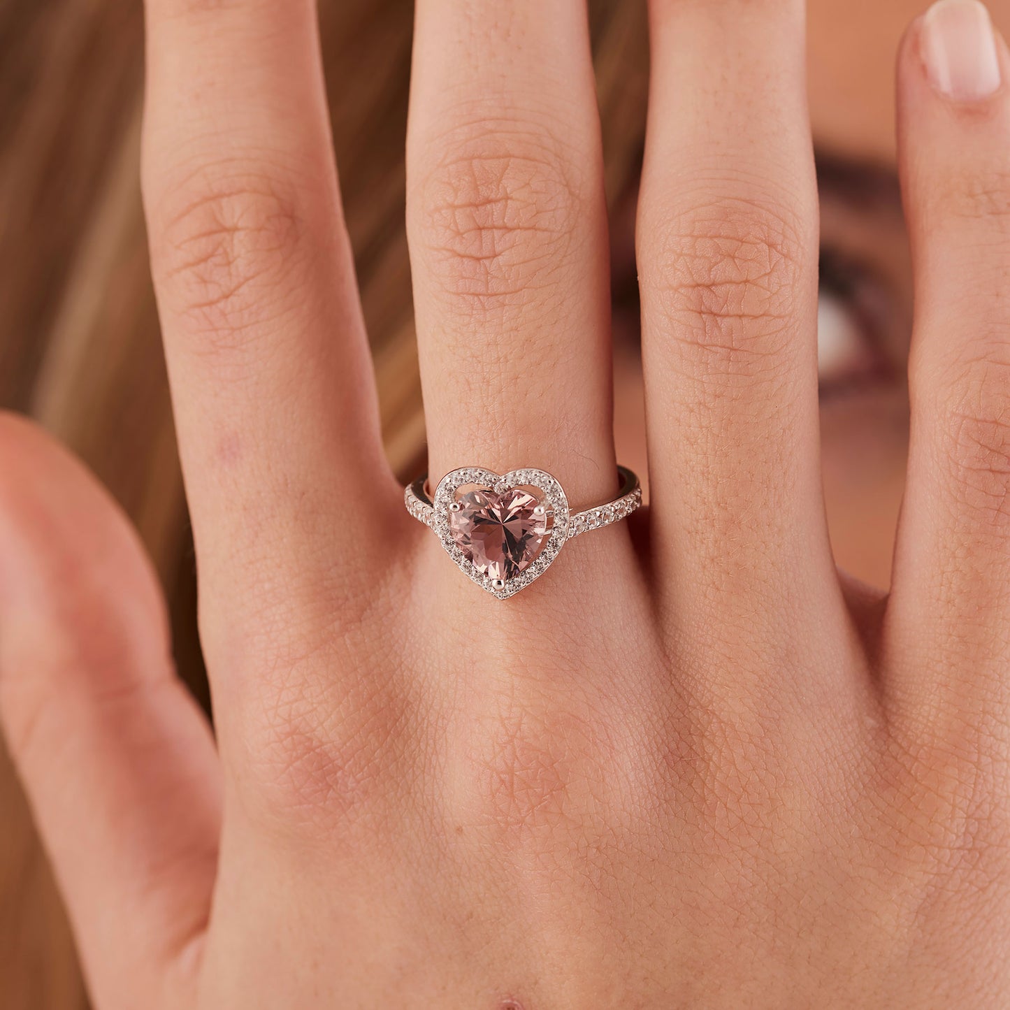 Anello Brosway Fancy Argento Cuore Cubic Cubic Zirconia Vintage Rose Contornato - Misura 14