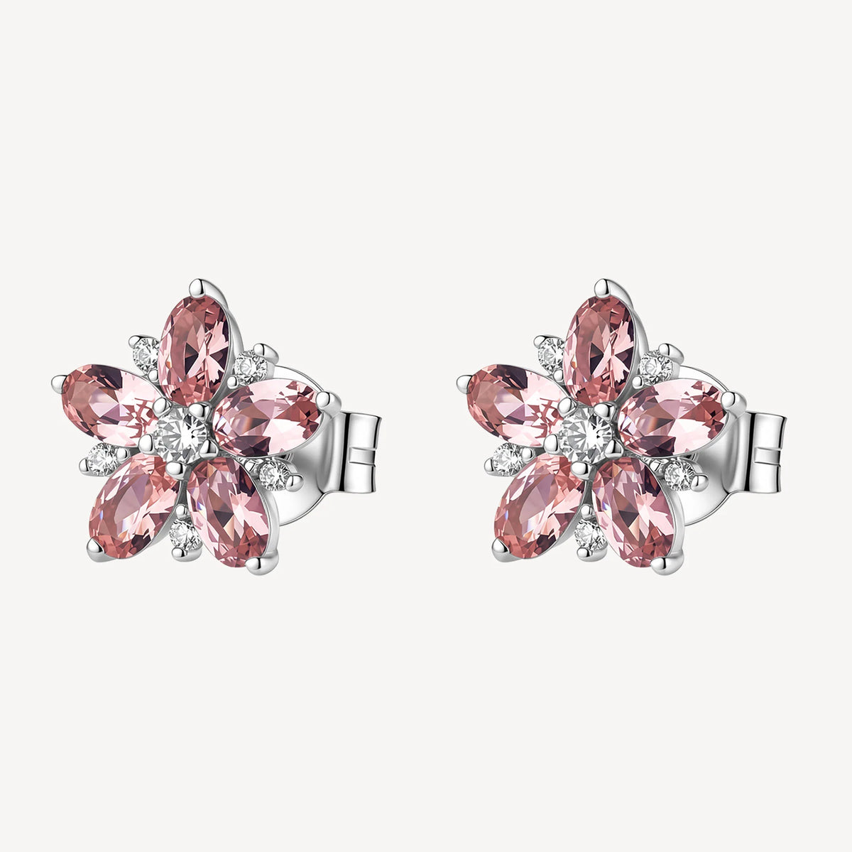 Orecchini Lobo Brosway Fancy Tender Pink Argento Fiore Con Cubic Zirconia Bianchi/Rosa