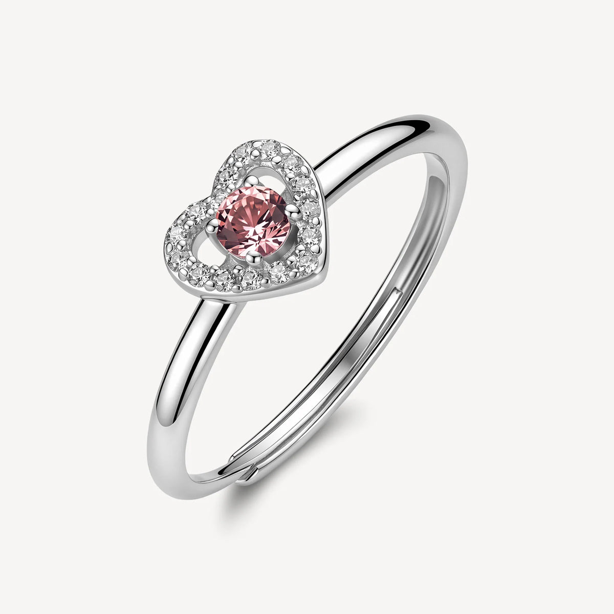 Anello Regolabile Brosway Fancy Tender Pink Argento Cuore Con Cubic Zirconia Bianchi E Centrale Rosa - Misura 12/18