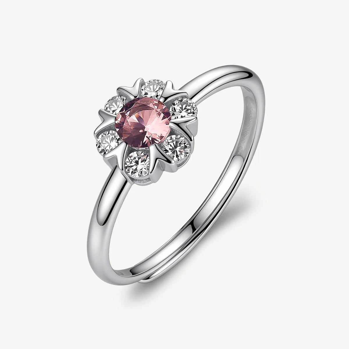 Anello Regolabile Brosway Fancy Tender Pink Argento Fiore Con Cubic Zirconia Bianchi E Centrale Rosa