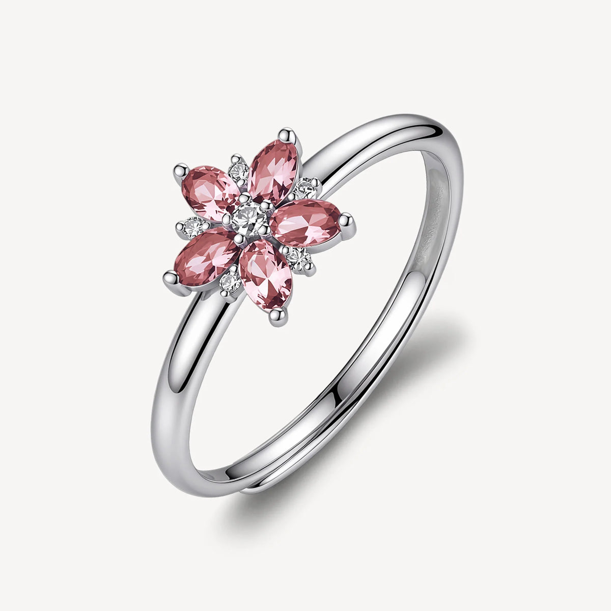 Anello Regolabile Brosway Fancy Tender Pink Argento Fiore Con Cubic Zirconia Bianchi/Rosa