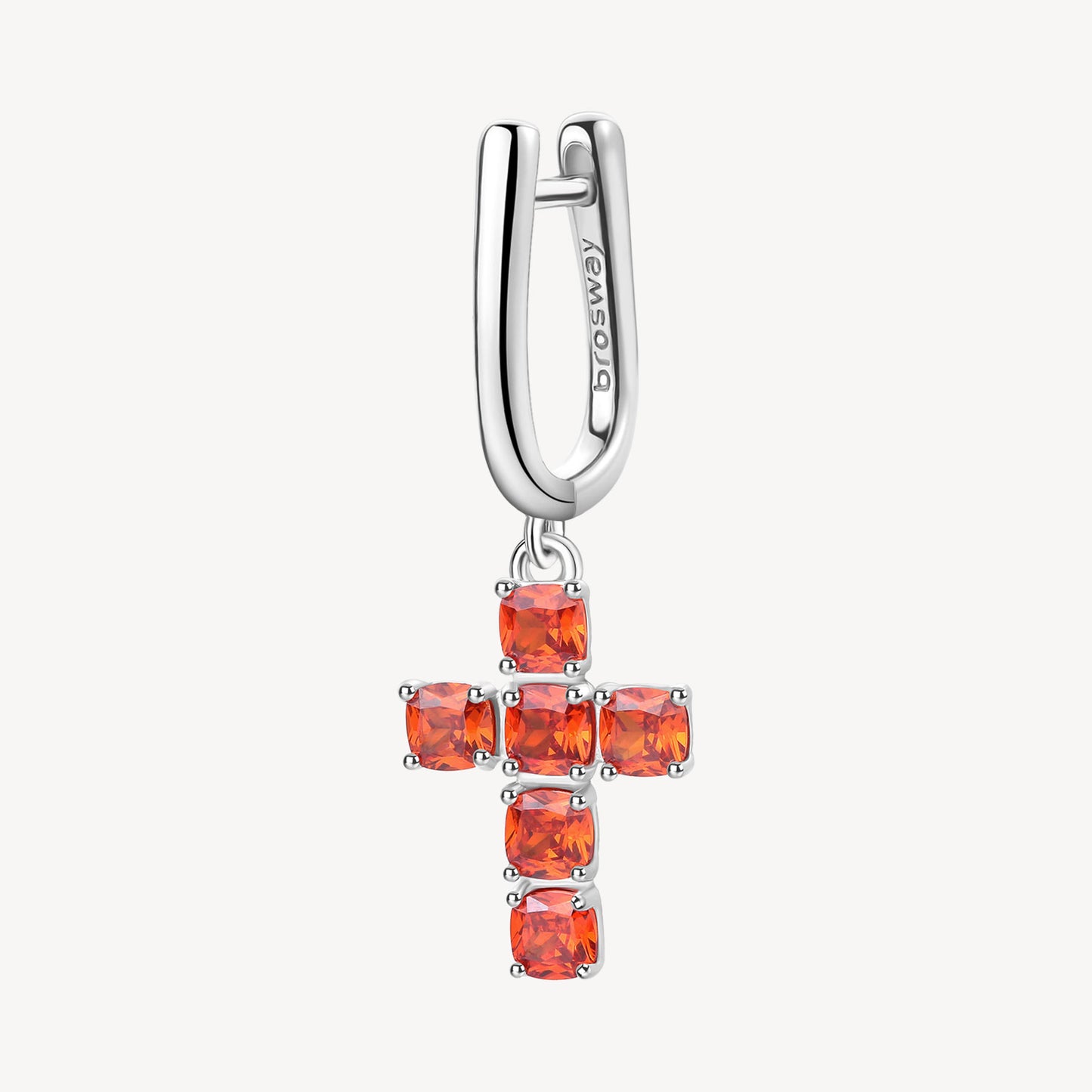 Monorecchino Brosway Vitamin Orange Con Pendente Croce Con Zirconi Arancioni