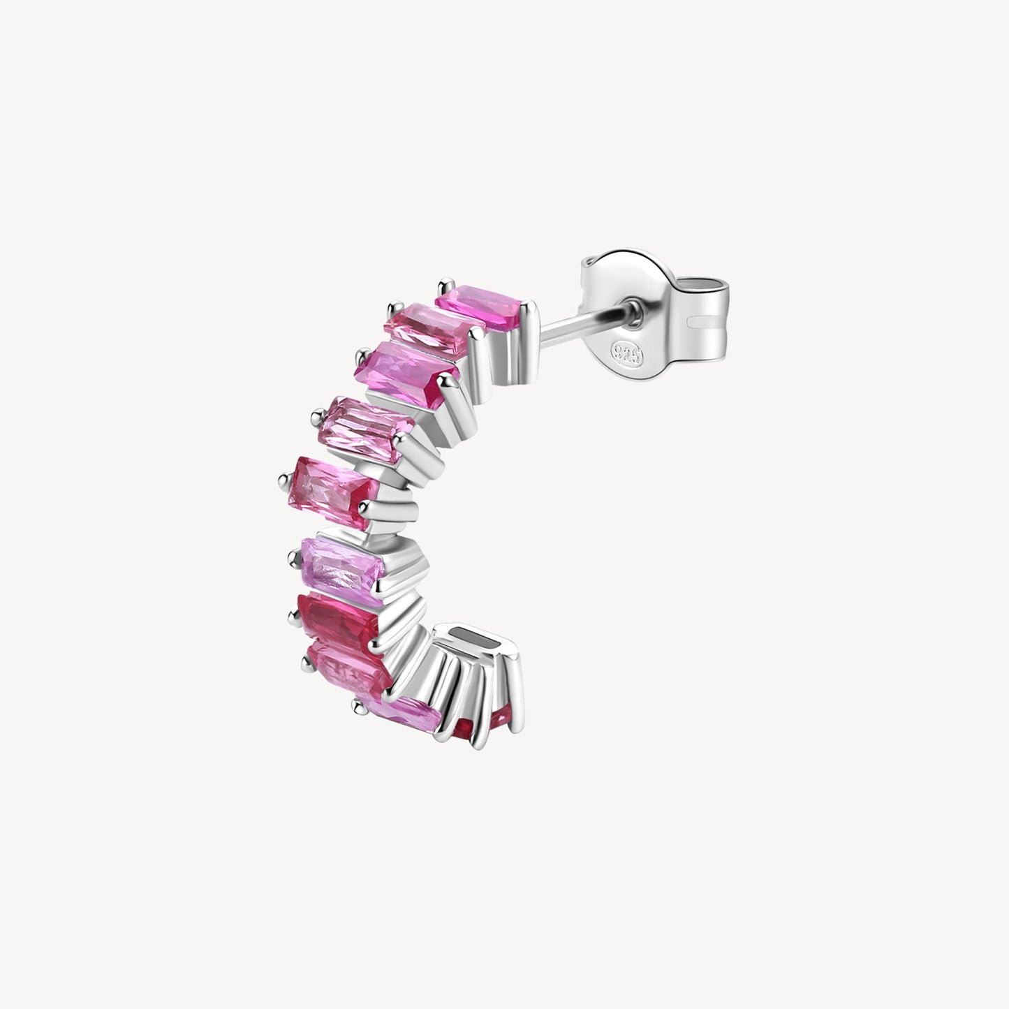 Monorecchino Brosway Vibrant Pink In Argento Con Zirconi Rosa
