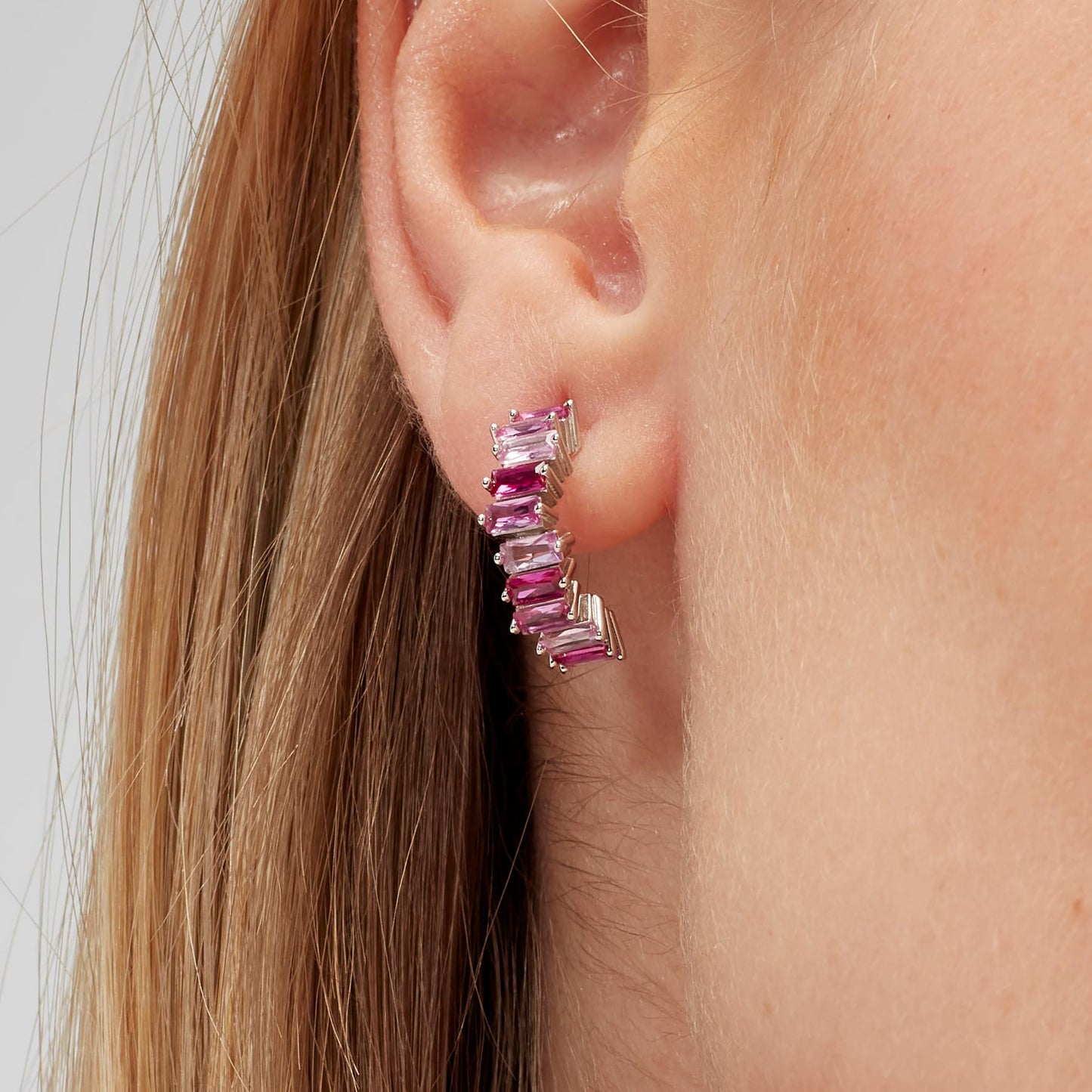 Monorecchino Brosway Vibrant Pink In Argento Con Zirconi Rosa