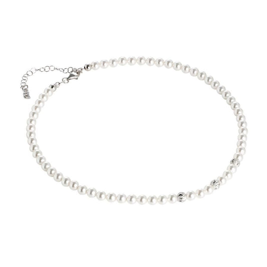 Collana Boccadamo Perle Argento e 3 Sfere Diamantate