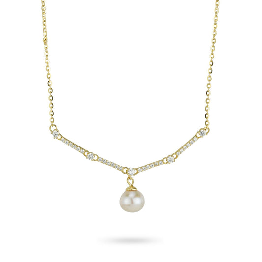 Collana Boccadamo Sophie Argento Dorato 4 Bacchettine di Zirconi e Pendente Perla