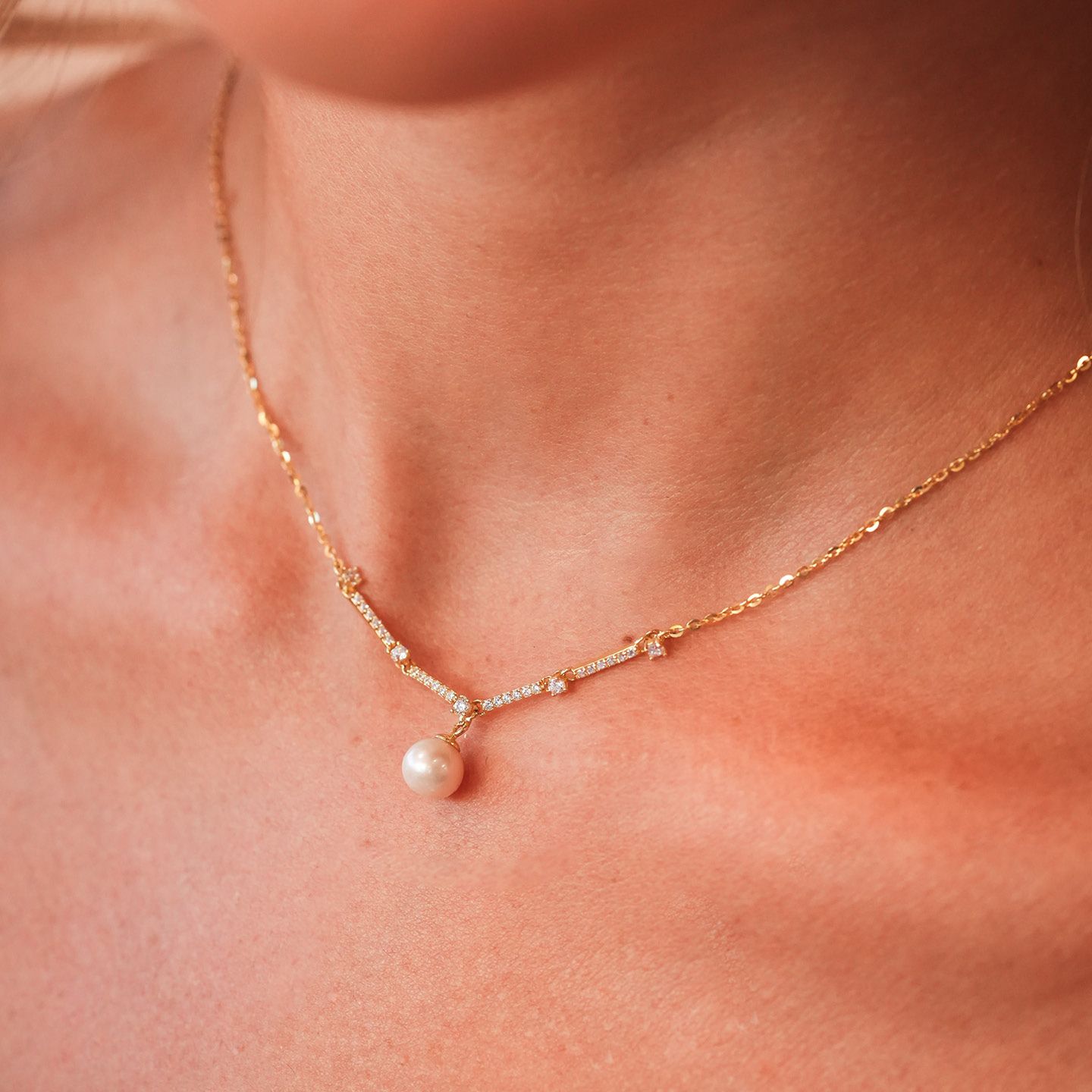 Collana Boccadamo Sophie Argento Dorato 4 Bacchettine di Zirconi e Pendente Perla