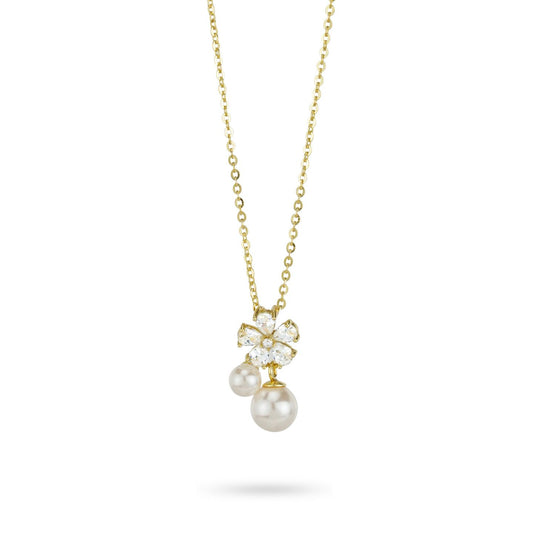 Collana Boccadamo Sophie Argento Dorato Pendente Fiore Zirconi e 2 Perle