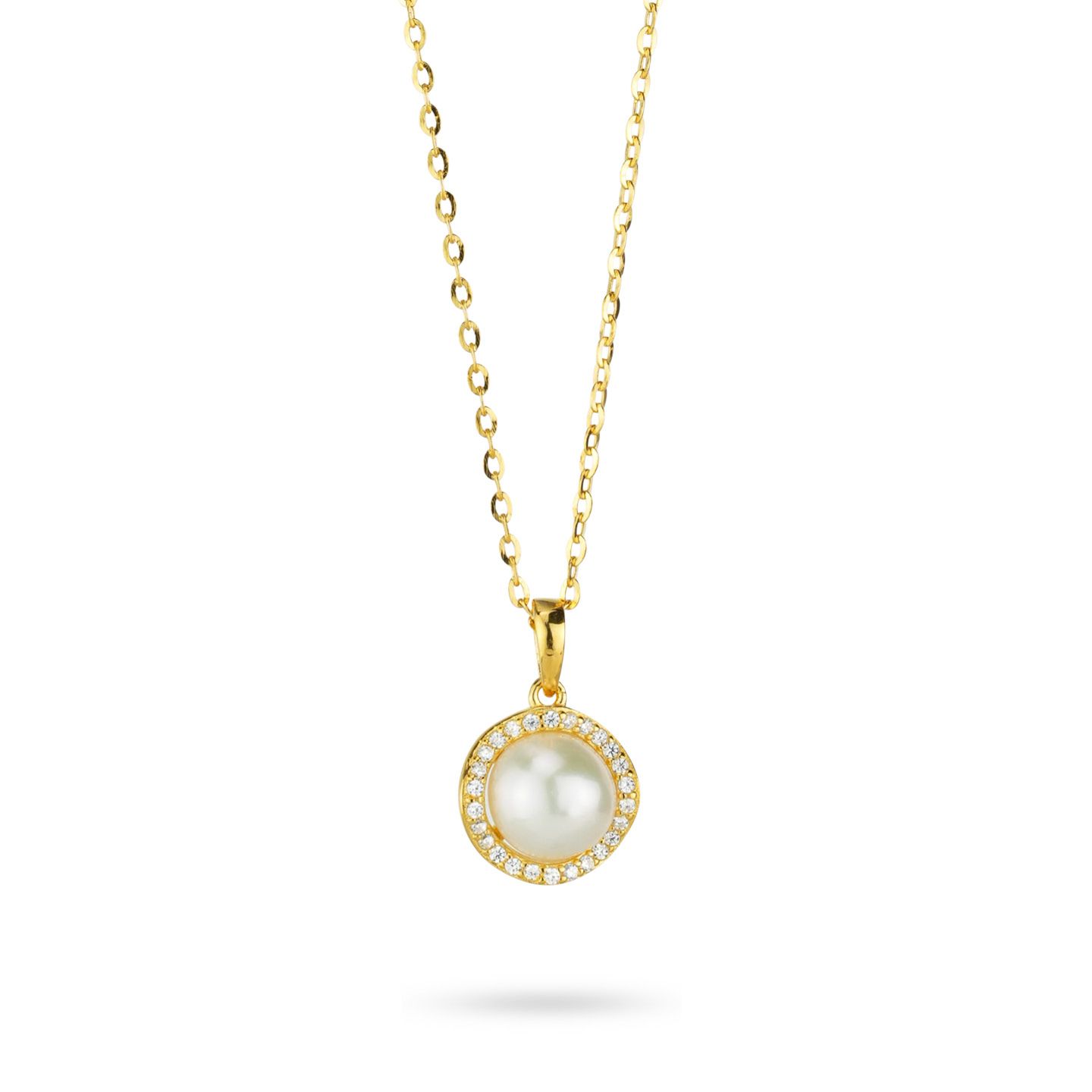 Collana Boccadamo Sophie Argento Dorato Pendente Perla Contornata