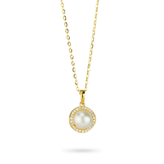 Collana Boccadamo Sophie Argento Dorato Pendente Perla Contornata