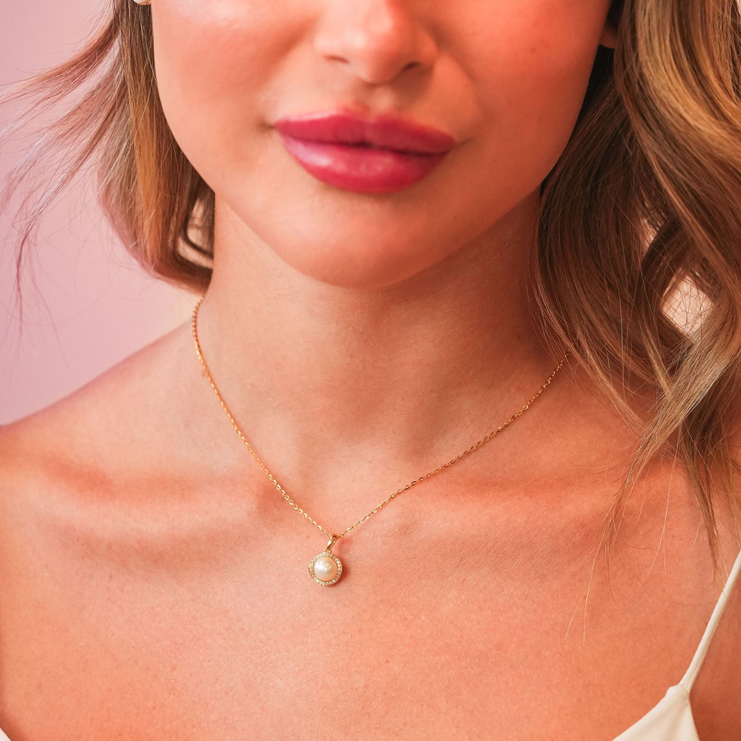 Collana Boccadamo Sophie Argento Dorato Pendente Perla Contornata