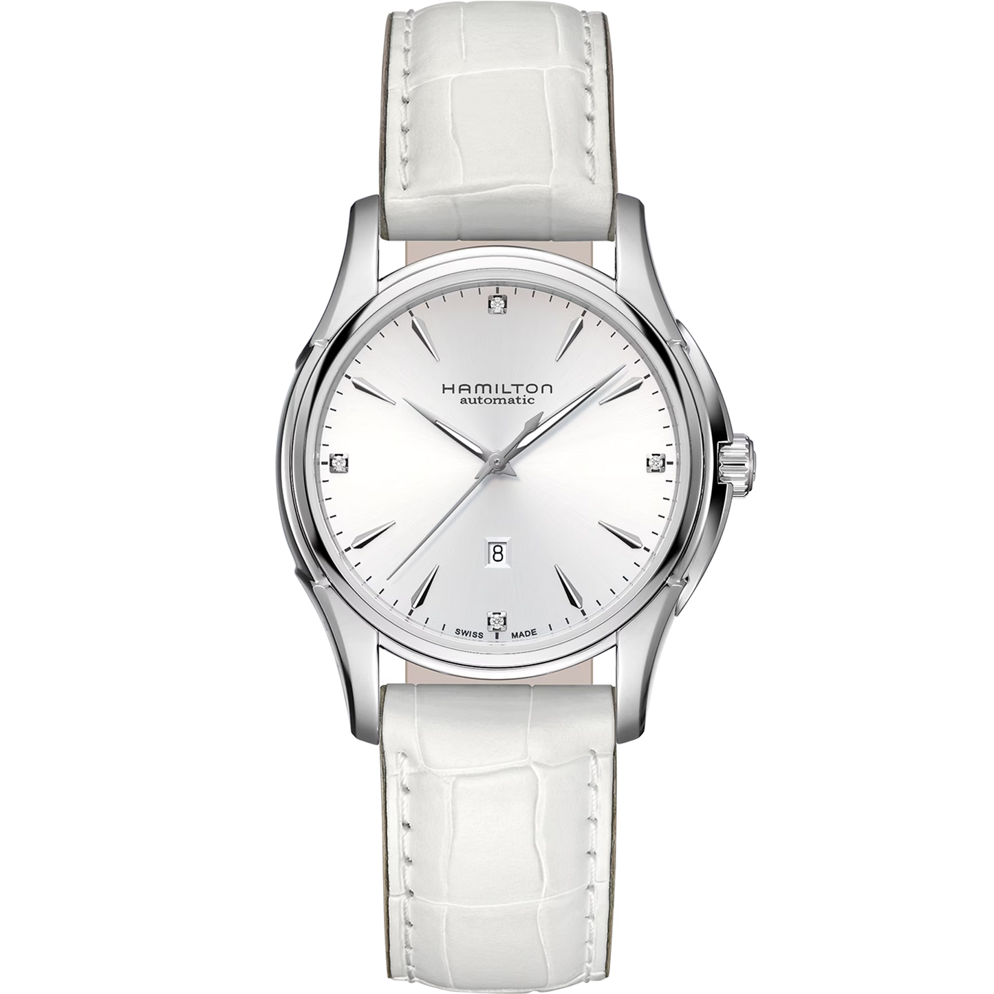 OROLOGIO HAMILTON JAZZMASTER VIEWMATIC LADY 34 MM BIANCO CON DIAMANTI - H32315811