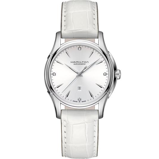 OROLOGIO HAMILTON JAZZMASTER VIEWMATIC LADY 34 MM BIANCO CON DIAMANTI - H32315811